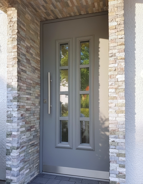 Серая остекленная дверь Серая остекленная дверь