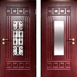 Дверь со стеклом и ковкой